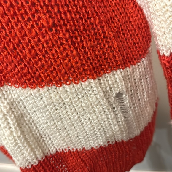 Cotton emporium soft distressed orange stripped crew sweater NWOT L - Picture 5 of 14